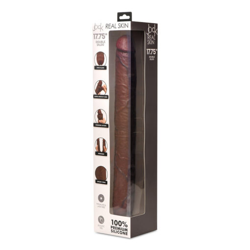 JOCK Real Skin 17.75 in. Double Dildo Dark