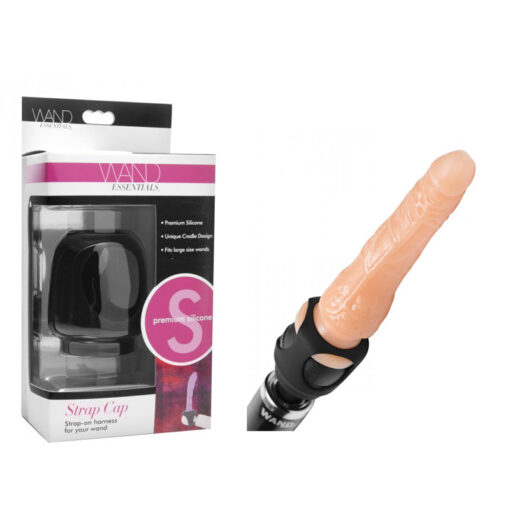 Wand Essentials Silicone Strap Cap Wand Harness For Dildos (Black)