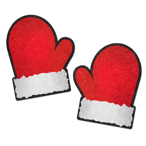 Pastease Glitter Santa Mittens Pasties Red-White