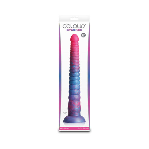 Colours Stacked 12in Dildo Pink-Blue