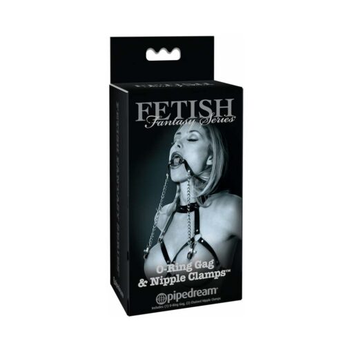 Fetish Fantasy Series Limited Edition Adjustable O-Ring Gag & Nipple Clamps Black-Silver