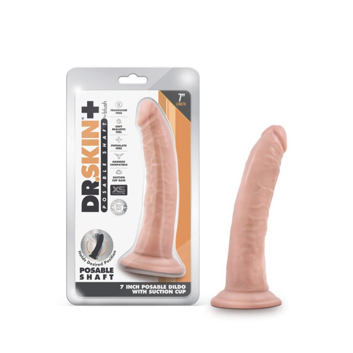 Dr. Skin Plus Realistic 7 in. Triple Density Posable Dildo Brown